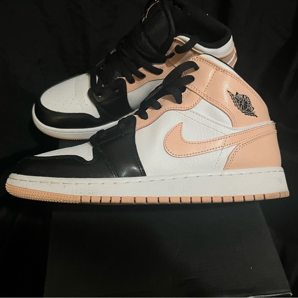Jordan Air Mid GS in White, Black, and Orange